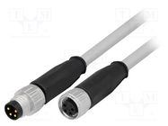 Cable: for sensors/automation; M8-M8; male; female; PIN: 4; plug HARTING