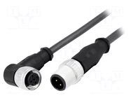 Cable: for sensors/automation; M12; PIN: 4; unshielded; plug; 0.5m HARTING
