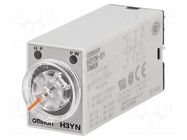 Timer; 0,1min÷10h; DPDT; 250VAC/5A; Usup: 200÷230VAC; H3YN; socket OMRON