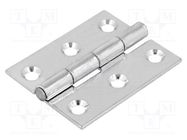 Hinge; Width: 40mm; zinc-plated steel; natural; H: 50mm; Holes no: 6 RST ROZTOCZE