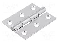 Hinge; Width: 40mm; zinc-plated steel; natural; H: 50mm; Holes no: 6 RST ROZTOCZE