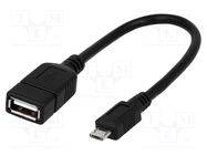 Cable; OTG,USB 2.0; USB A socket,USB B micro plug; 0.2m; black LOGILINK
