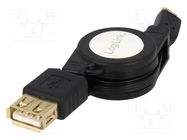 Cable; OTG,USB 2.0; USB A socket,USB B micro plug; 0.75m; black LOGILINK