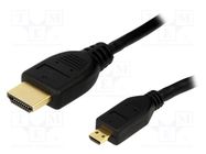 Cable; HDMI 1.4; HDMI plug,micro HDMI plug; PVC; Len: 2m; black LOGILINK