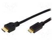 Cable; HDMI plug,mini HDMI plug; PVC; HDMI 1.4; Len: 1.5m; black LOGILINK
