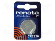 Battery: lithium; CR2320,coin; 3V; 150mAh; non-rechargeable; 1pcs. RENATA