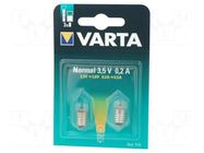 Filament lamp: miniature; E10; 3.5V; 200mA; 2pcs; blister VARTA