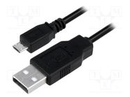 Cable; USB 2.0; USB A plug,USB B micro plug; nickel plated; 5m LOGILINK