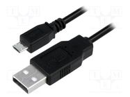 Cable; USB A plug,USB B micro plug; nickel plated; 1m; black LOGILINK