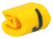 Markers; Marking: J; 1÷3mm; PVC; yellow; -65÷105°C; leaded; HGDC1-3 HELLERMANNTYTON