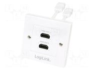 Wall socket; white; HDMI socket x4; wall mount; No.of sockets: 2 LOGILINK