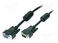 Cable; D-Sub 15pin HD socket,D-Sub 15pin HD plug; black; 10m LOGILINK