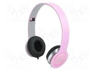 Headphones with microphone; pink; Jack 3,5mm; 1.2m; 20÷20000Hz LOGILINK