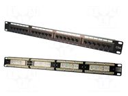 Patch panel; black; Number of ports: 24; Cat: 5e; RJ45 socket x24 LOGILINK