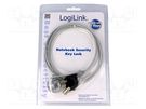 Security wire; silver; Features: key protection; 1.5m LOGILINK