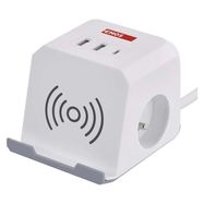 Extension power adaptor cube 2 m / 2 sockets / white / 2×USB-A + 1×USB-C+Qi / 1,5 mm2, EMOS