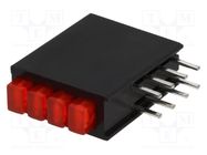 LED; in housing; No.of diodes: 4; red; 20mA; Lens: red,diffused KINGBRIGHT ELECTRONIC