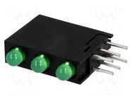 LED; in housing; 3mm; No.of diodes: 3; green; 20mA; 40°; 12÷30mcd KINGBRIGHT ELECTRONIC