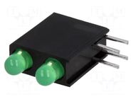 LED; in housing; 3mm; No.of diodes: 2; green; 20mA; 40°; 12÷30mcd KINGBRIGHT ELECTRONIC