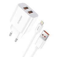 Fast charger Foneng 2x USB EU45 + USB Lightning cable, Foneng
