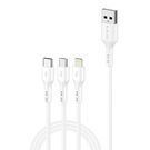 Foneng X36 3in1 USB to USB-C / Lightning / Micro USB Cable, 2.4A, 1,2m (White), Foneng