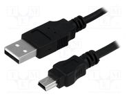 Cable; USB 2.0; USB A plug,USB B mini plug; nickel plated; 1.8m LOGILINK