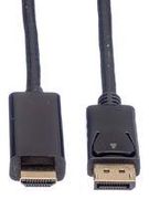 CABLE, DISPLAYPORT-HDMI PLUG, 5M, BLACK