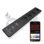 GoSmart extension cord 2 m / 4 sockets / switch  / with USB / white-black / PVC / 1.5 mm2, EMOS
