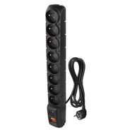 Surge Protector – 8 sockets, 1,5m, black, EMOS