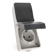 Socket + Two-way switch IP44, vertical, EMOS