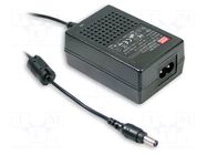 Power supply: switching; 12VDC; 3A; Out: 5,5/2,1; 36W; 80÷264VAC MEAN WELL