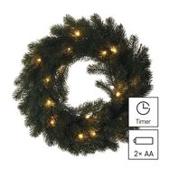 LED Christmas wreath, 40 cm, 2x AA, indoor, warm white, timer, EMOS