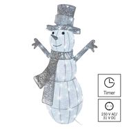 LED Christmas snowman, rattan, 82 cm, indoor and outdoor, cool white, timer, EMOS