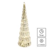 LED Christmas glass tree, 27 cm, 2x CR2032, indoor, warm white, timer, EMOS