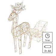 LED reindeer – 47 cm, 3x AA, indoor, warm white, timer, EMOS