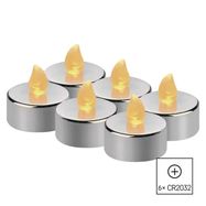 LED decoration – 6x tealight, silver, 6x CR2032, indoor, vintage, EMOS
