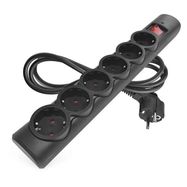 Surge protector – 6 sockets, 1.5 m, black, EMOS
