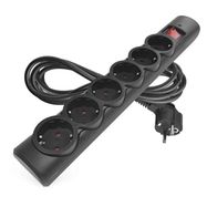 Surge protector – 6 sockets, 3 m, black, EMOS