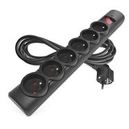 Surge protector – 6 sockets, 3 m, black, EMOS