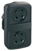 SWITCH ACTUATOR, 2-HEAD PUSHBUTTON, BLK