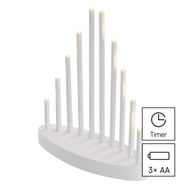 LED candlestick, white, 24.5 cm, 3x AA, indoor, warm white, timer, EMOS