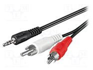 Cable; Jack 3.5mm 3pin plug,RCA plug x2; 0.5m; black Goobay