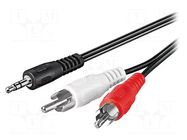 Cable; Jack 3.5mm 3pin plug,RCA plug x2; 15m; black Goobay