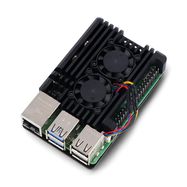 Case for Raspberry Pi 5 with two fans - aluminium - black
