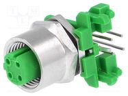 Socket; M12; PIN: 4; female; D code-Ethernet; THT; angled 90° CONEC