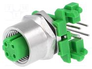 Connector: M12; socket; PIN: 4; female; D code-Ethernet; THT CONEC