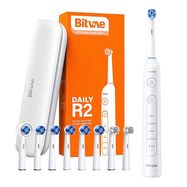 Rotary toothbrush with tips set and travel case Bitvae R2 (white), Bitvae