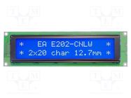 Display: LCD; alphanumeric; STN Negative; 20x2; blue; 190x54mm; LED DISPLAY VISIONS