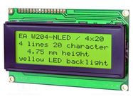 Display: LCD; alphanumeric; STN Positive; 20x4; yellow-green; LED DISPLAY VISIONS