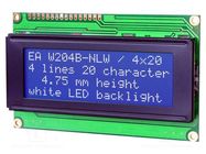 Display: LCD; alphanumeric; STN Negative; 20x4; blue; 98x60mm; LED DISPLAY VISIONS